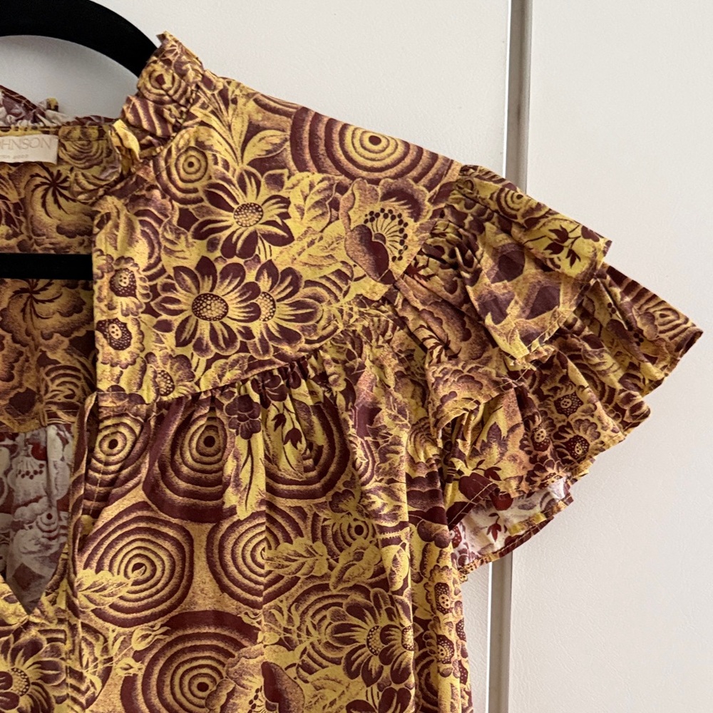 Ulla Johnson Floral Blouse in Brown and Yellow - Picture 5 of 6